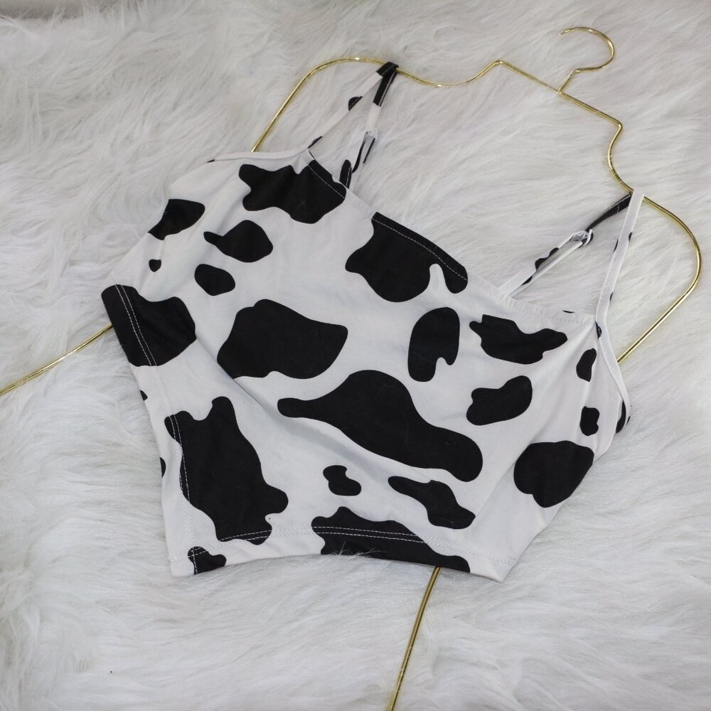 Cow Print Bandana Crop Tank Top – EUC 🐄✨